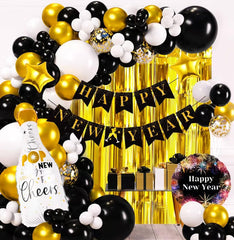 Haochenpai Happy New Year banner decor creates a festive photo backdrop.