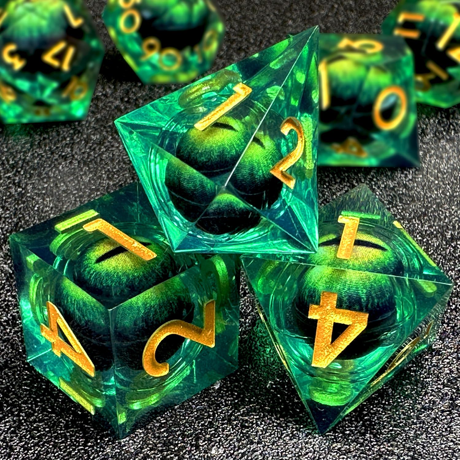 HAOMEJA dice layout with D20, D12, D10, and others for quick reference.