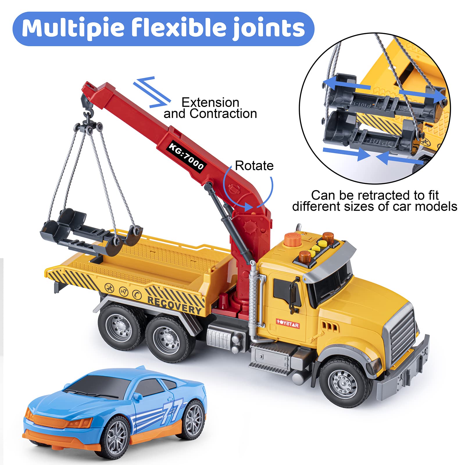 Haomsj tow truck boom raise action close up demonstrates interactive mechanics