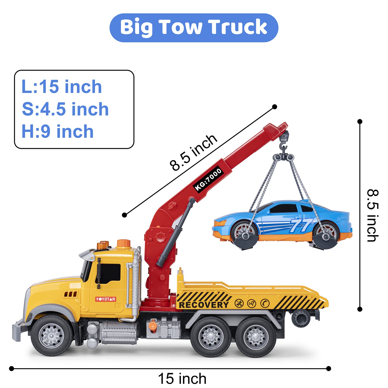 Haomsj tow truck toy retractable parts side view supports versatile unfolding play