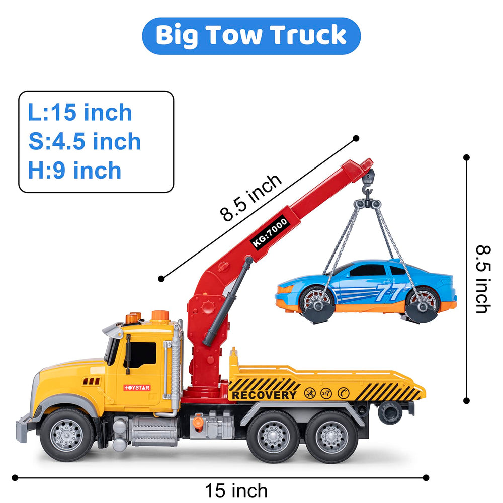 Haomsj tow truck toy retractable parts side view supports versatile unfolding play