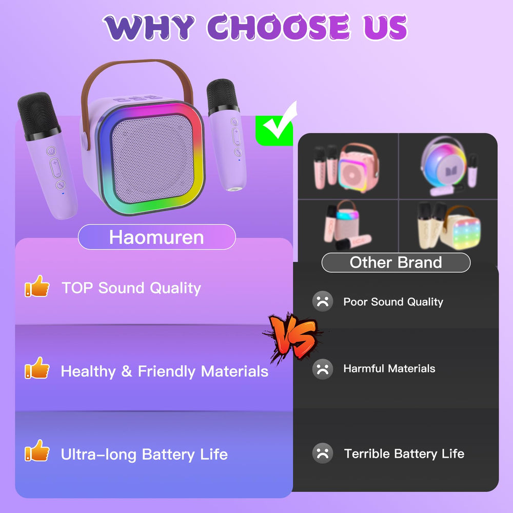 Haomuren kids karaoke system supports TF cards for offline playback