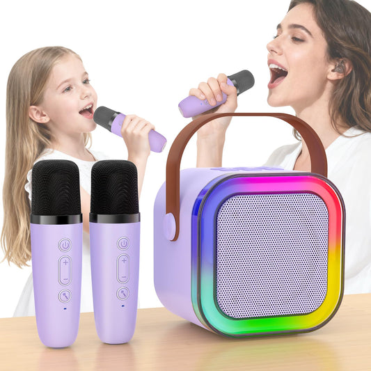 Haomuren mini karaoke machine purple front view for portable family singing
