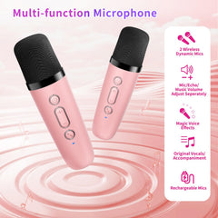 Compact, portable design for indoor and outdoor karaoke sessions.