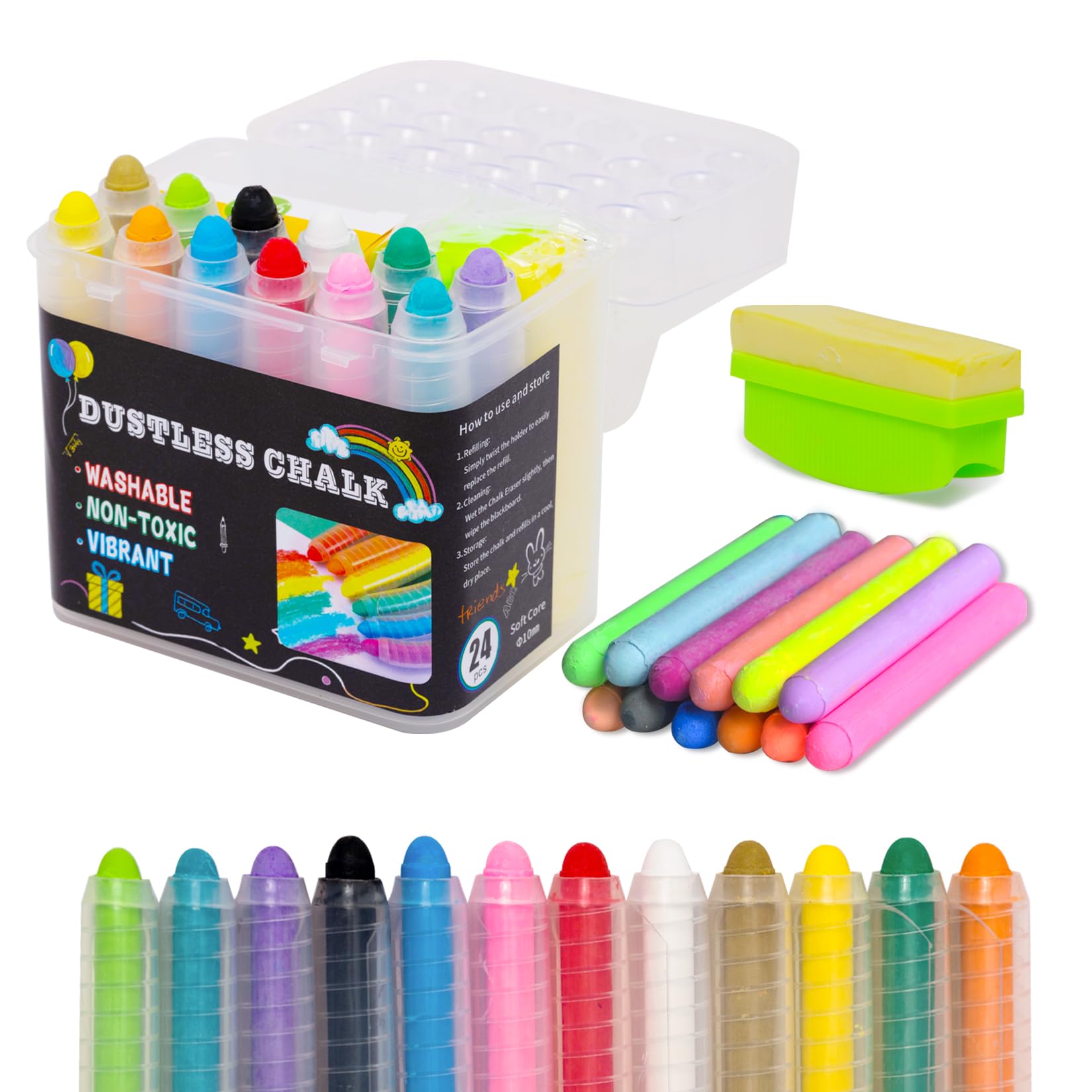 Haoyond dustless chalk set with colorful chalks, safe for kids' drawings