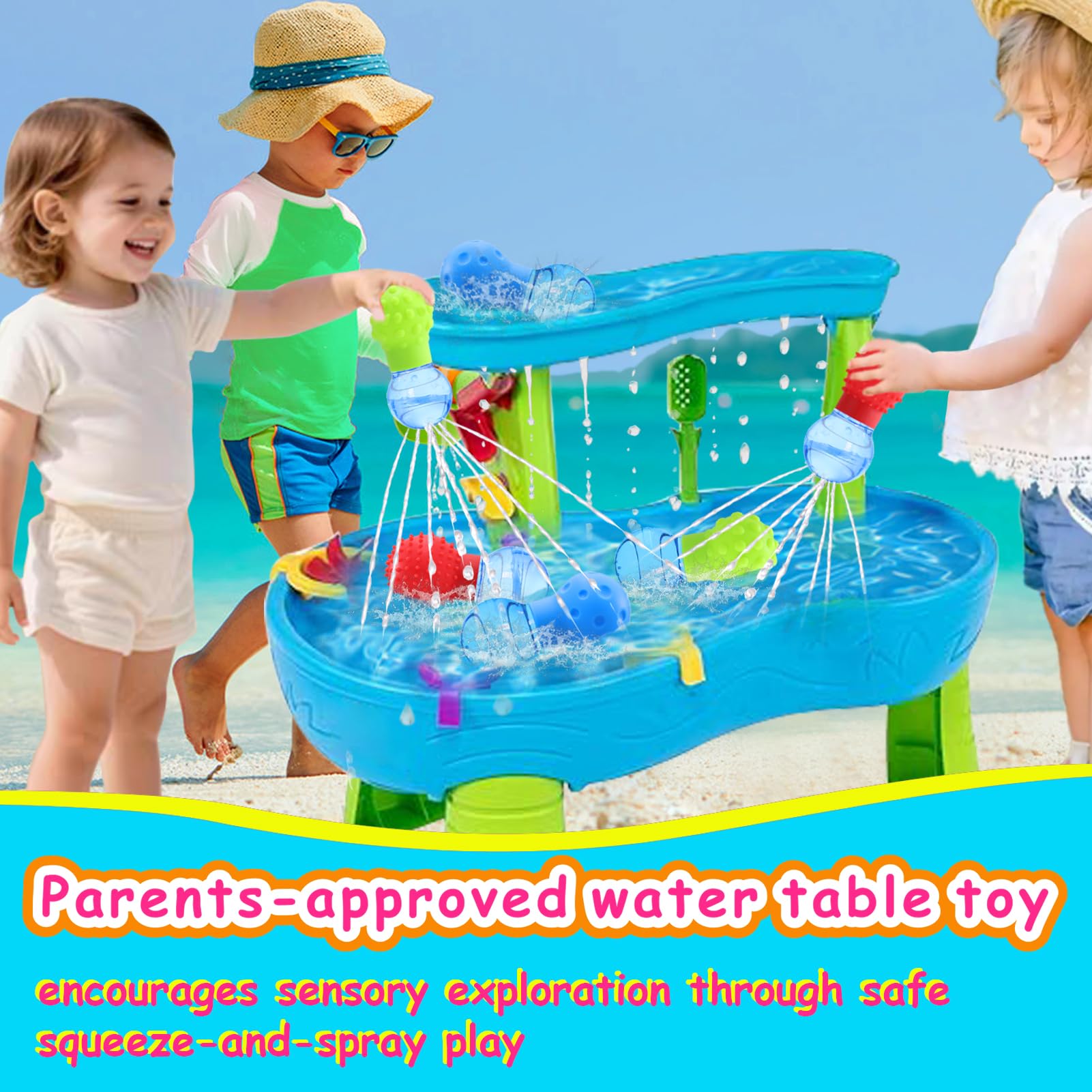 HAPATOYS 9-way water jets in action for engaging bath play