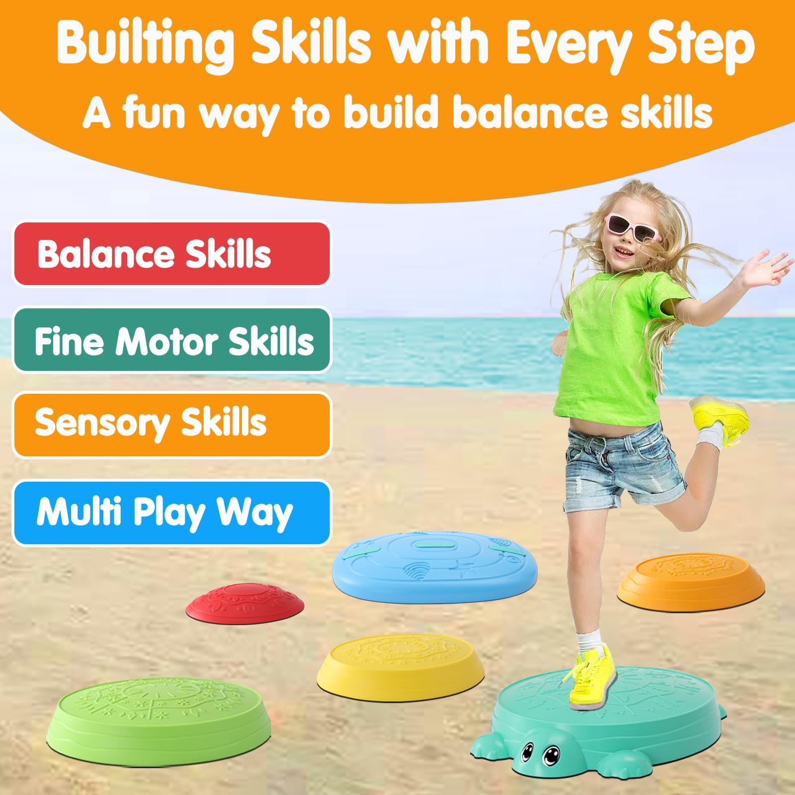 HAPATOYS 2-in-1 set supports balance and obstacle play in any space.