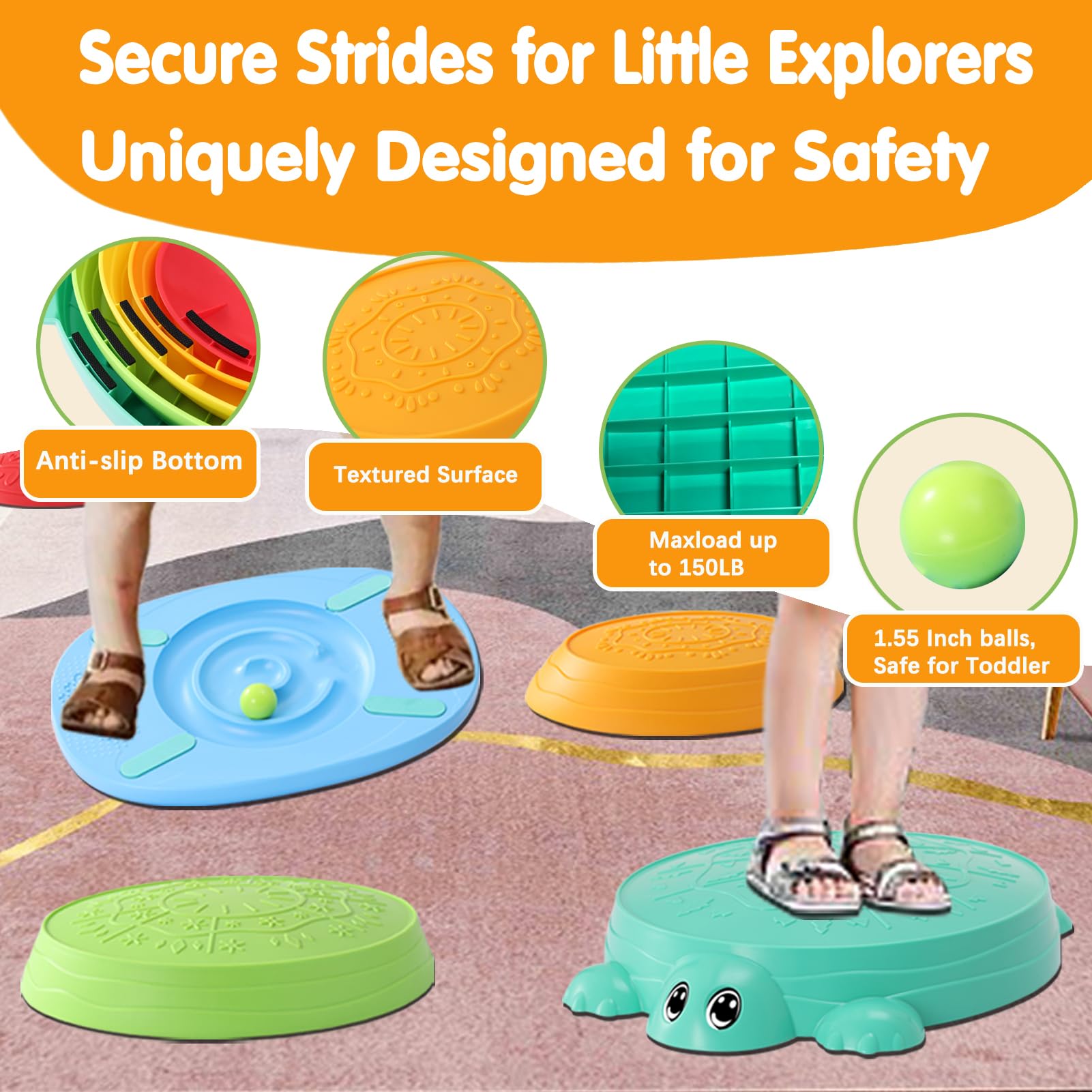 HAPATOYS non-slip base and textured surface boost safety during play.
