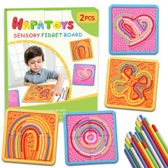 HAPATOYS sensory board front view showing calm travel play and quiet moments
