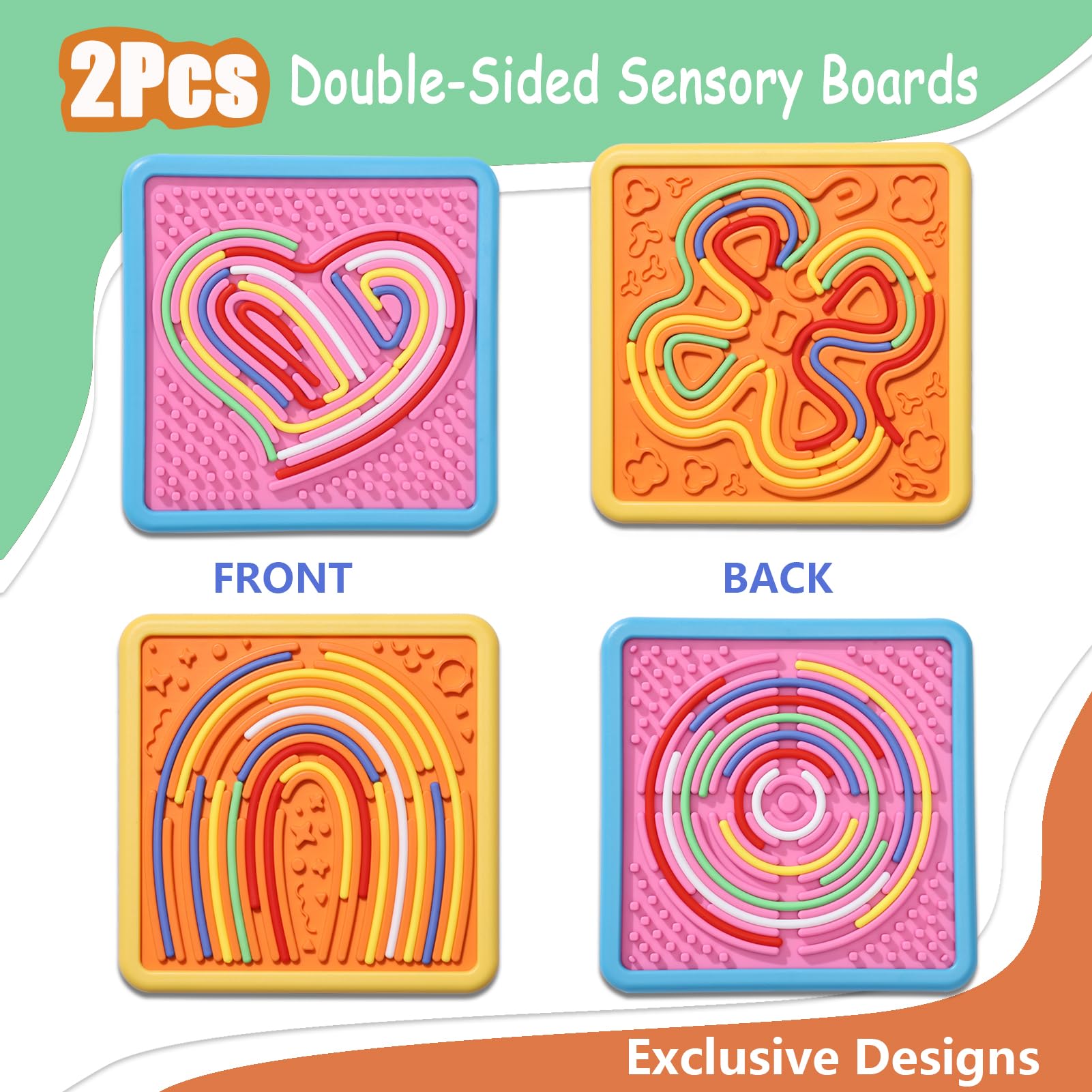 HAPATOYS sensory board texture-side close-up with tactile variety for focus