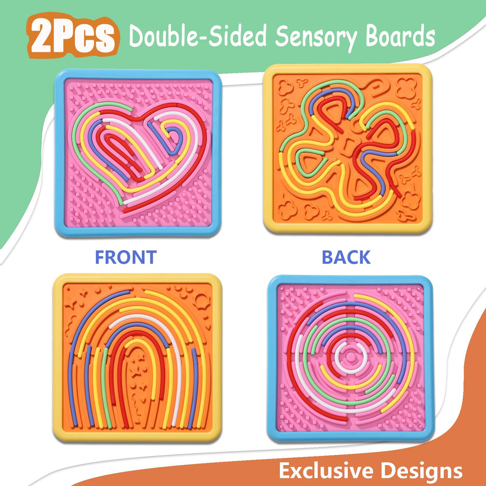 HAPATOYS sensory board texture-side close-up with tactile variety for focus