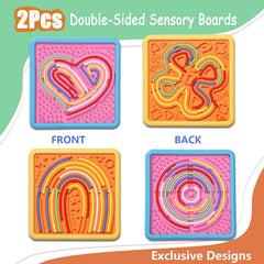 HAPATOYS sensory board texture-side close-up with tactile variety for focus
