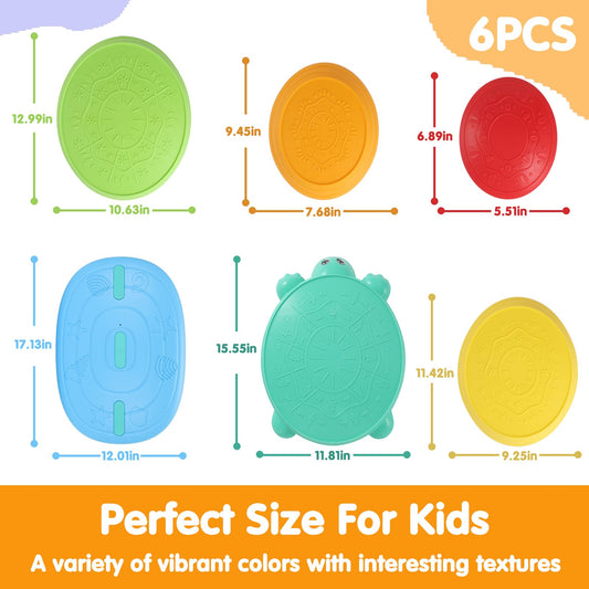 HAPATOYS turtle stepping stones in bright colors promote active, sensory exploration.