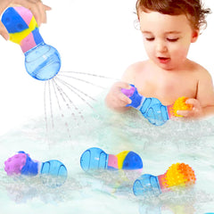 HAPATOYS bulb bath toy trio with bright colors for sensory play