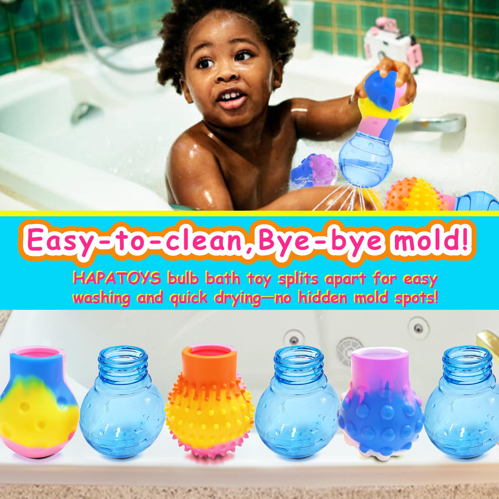 HAPATOYS large easy-grasp bath toy helps little hands squeeze comfortably