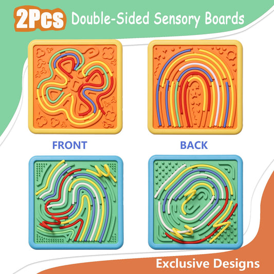 HAPATOYS sensory board textures on corners invite hands-on play and focus.