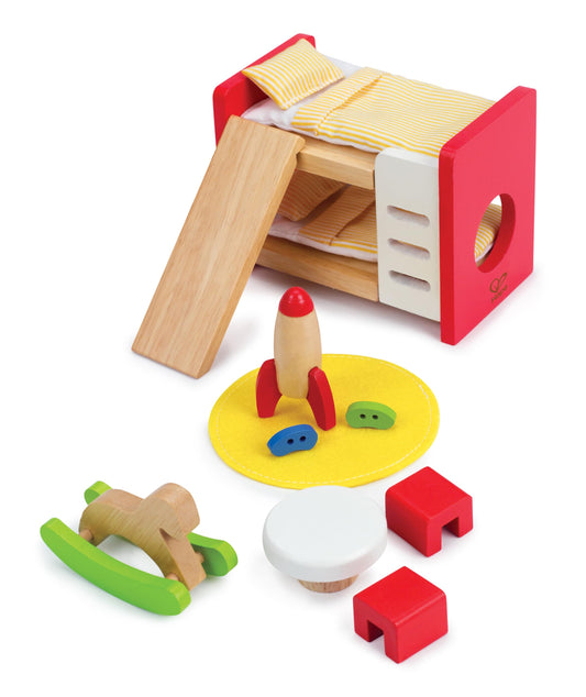 Hape bunk bed in 1:12 doll house furniture for imaginative sleepover stories