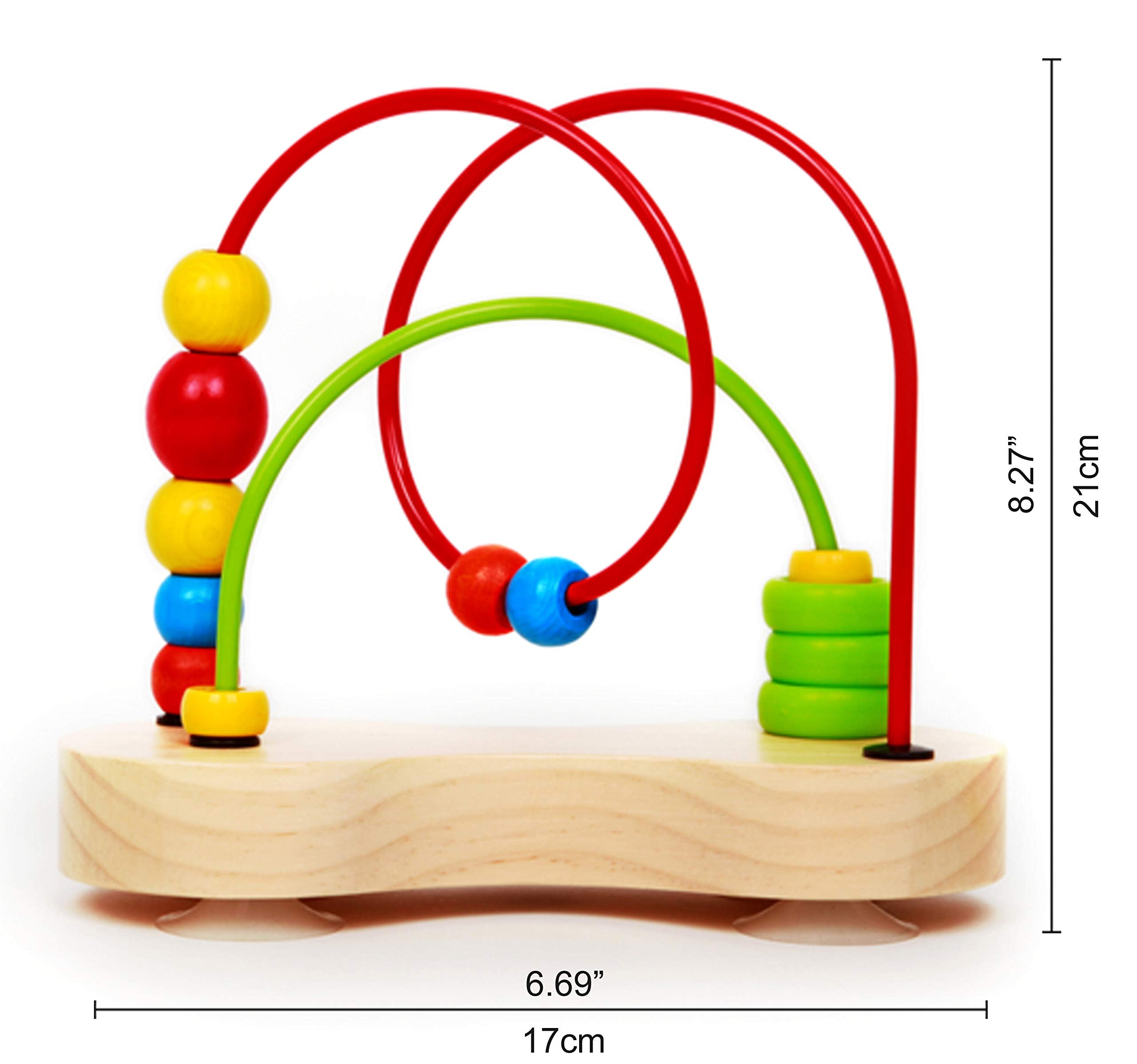 Hape Double Bubble wooden beads close-up showing tactile sorting potential.