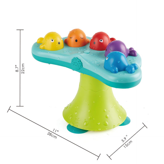 Hape Music Fountain Bath Toy with suction cups keeps bath time stable