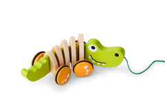 Hape croc toy uses non-toxic water-based paint for safe fun.