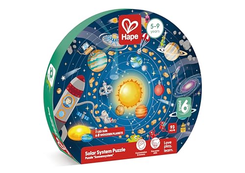 Eight planet pieces arranged on a sturdy wooden board for hands-on exploration