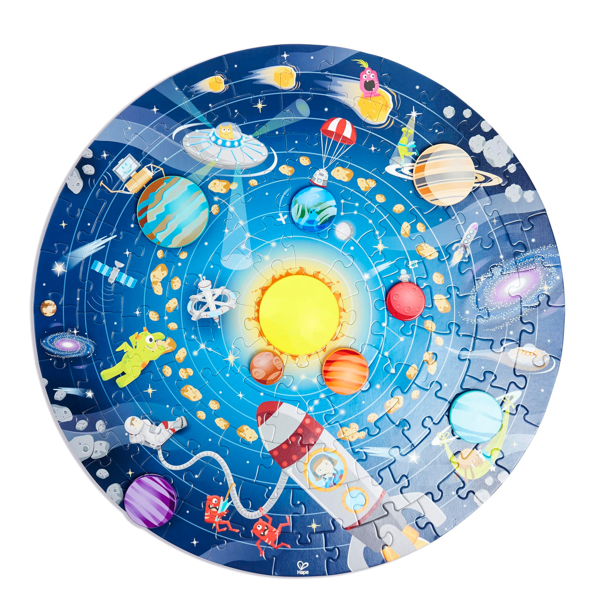 Hape Solar System Puzzle with LED Sun center for nighttime learning