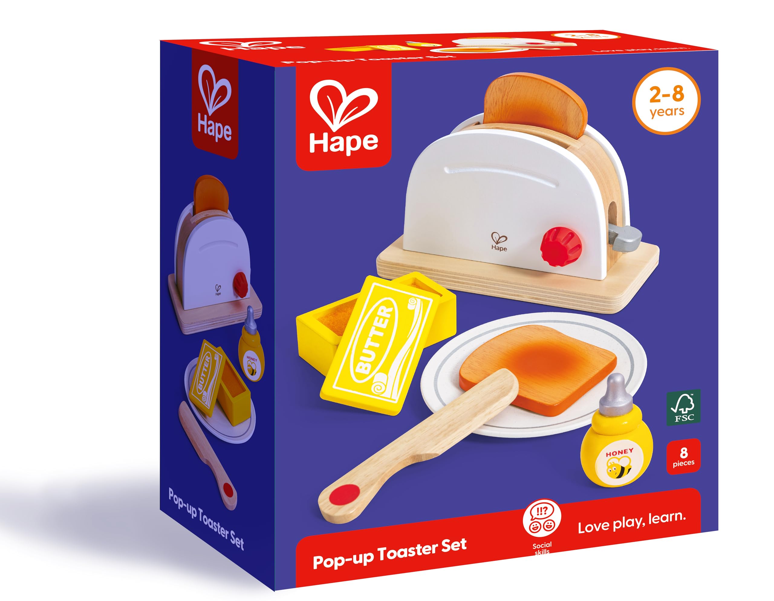 Hape pop button action adds realistic toast popping effect
