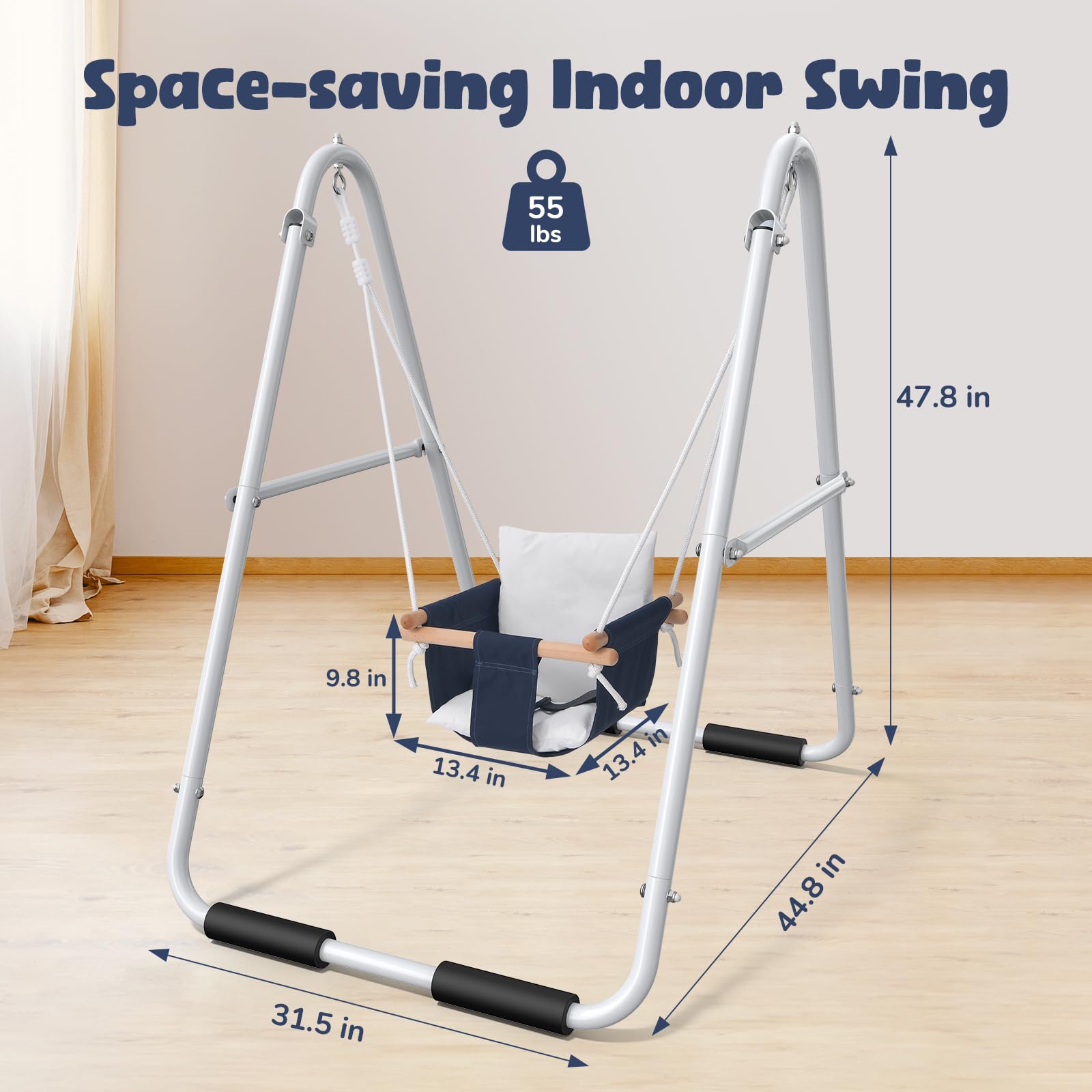 Hapfan indoor-outdoor toddler swing ready for flexible play spaces.