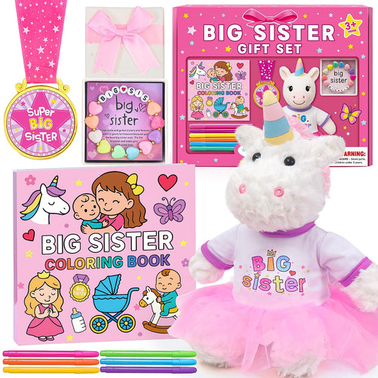 HAPGFS Big Sister Gift Set with unicorn plush for celebrating a new big sister moment