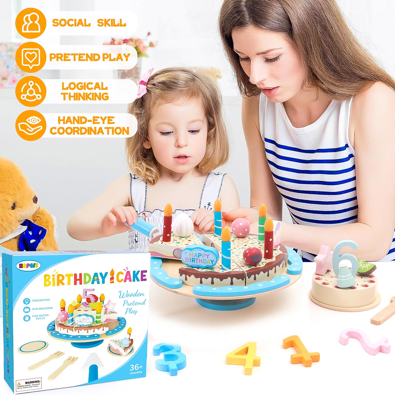 HAPGFS cake forks and knife set for complete pretend dining experiences