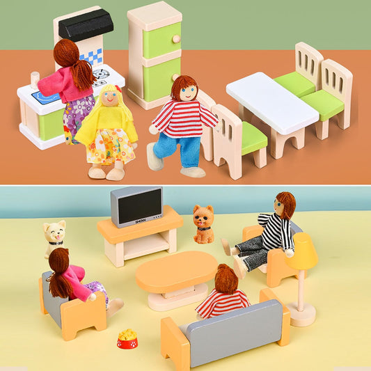 HAPGFS four mini family dolls ready to populate a cozy dollhouse family.