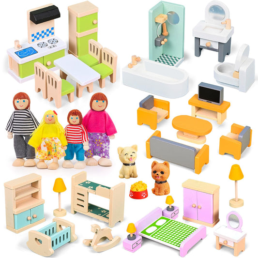 HAPGFS dollhouse furniture set shown as complete collection for endless pretend play.