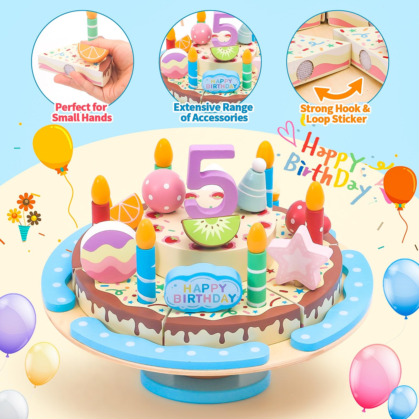 HAPGFS two-tier cake in bright colors to inspire imaginative party scenarios