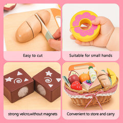 HAPGFS wooden bakery treats for pretend kitchen role-play and fine motor skill practice