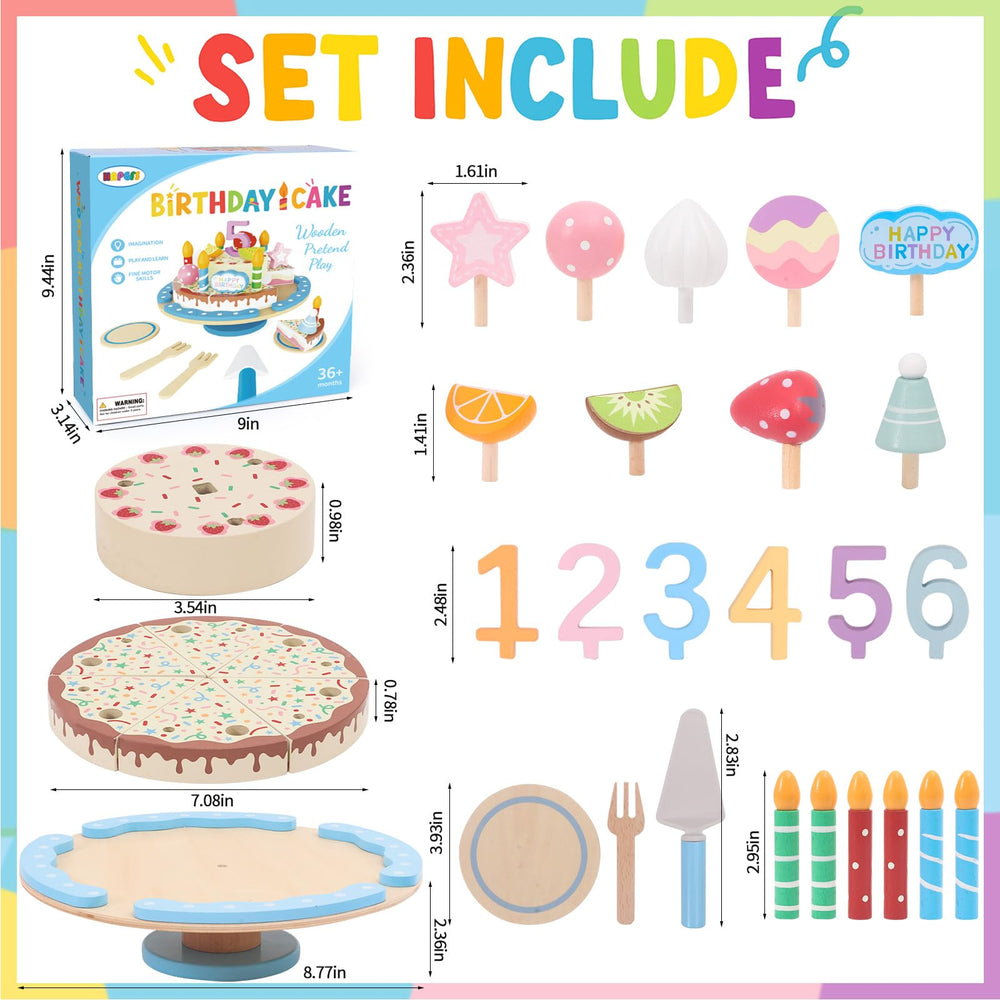 HAPGFS wooden birthday cake slices showing six even pieces for interactive storytelling