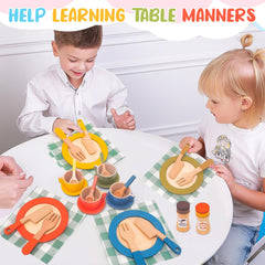 HAPGFS wooden play dishes mats and coasters organize tidy dining spaces.