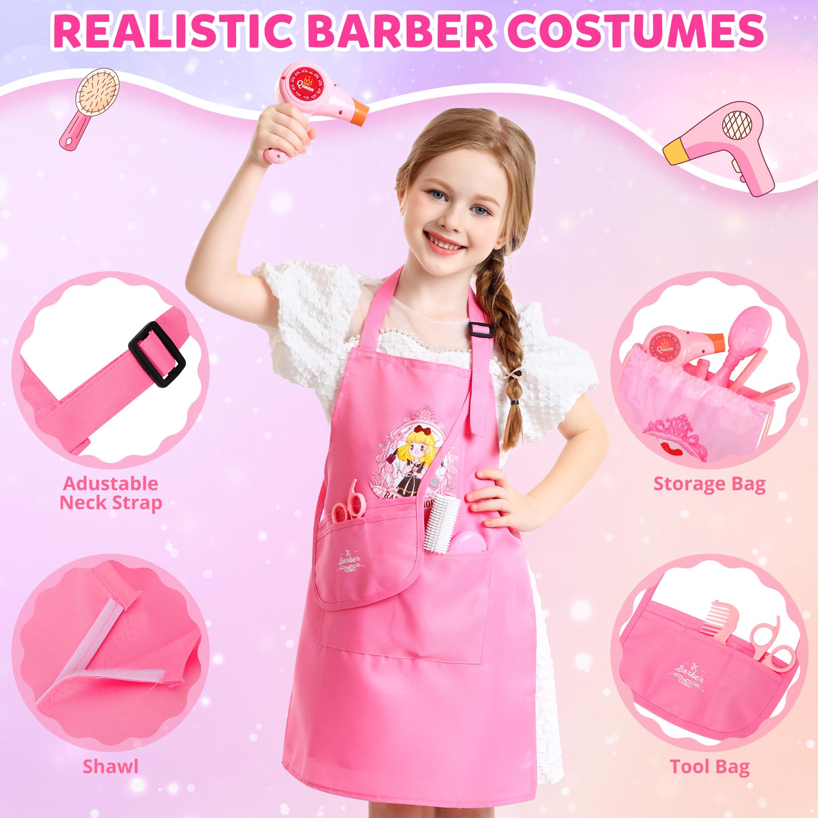 Hapgo Hair Salon Toys shawl adds authentic salon ambiance for play