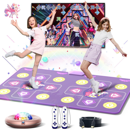HAPHOM wireless double dance mat ready for plug-and-play fun with dual motion controllers.