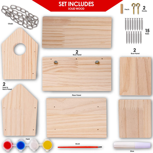Hapinest birdhouse assembly tools supporting kid-friendly construction.