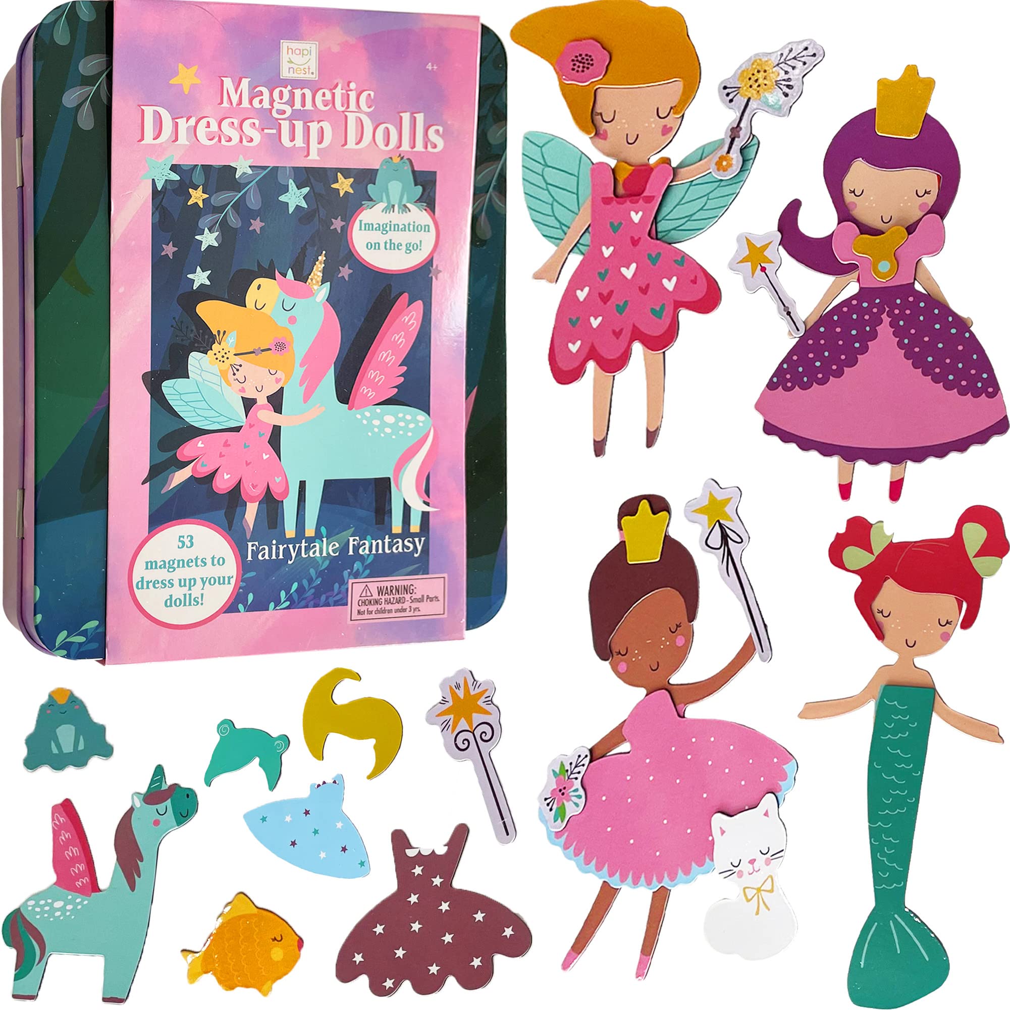 Hapinest magnetic dress-up dolls pose for imaginative storytelling during quiet play.