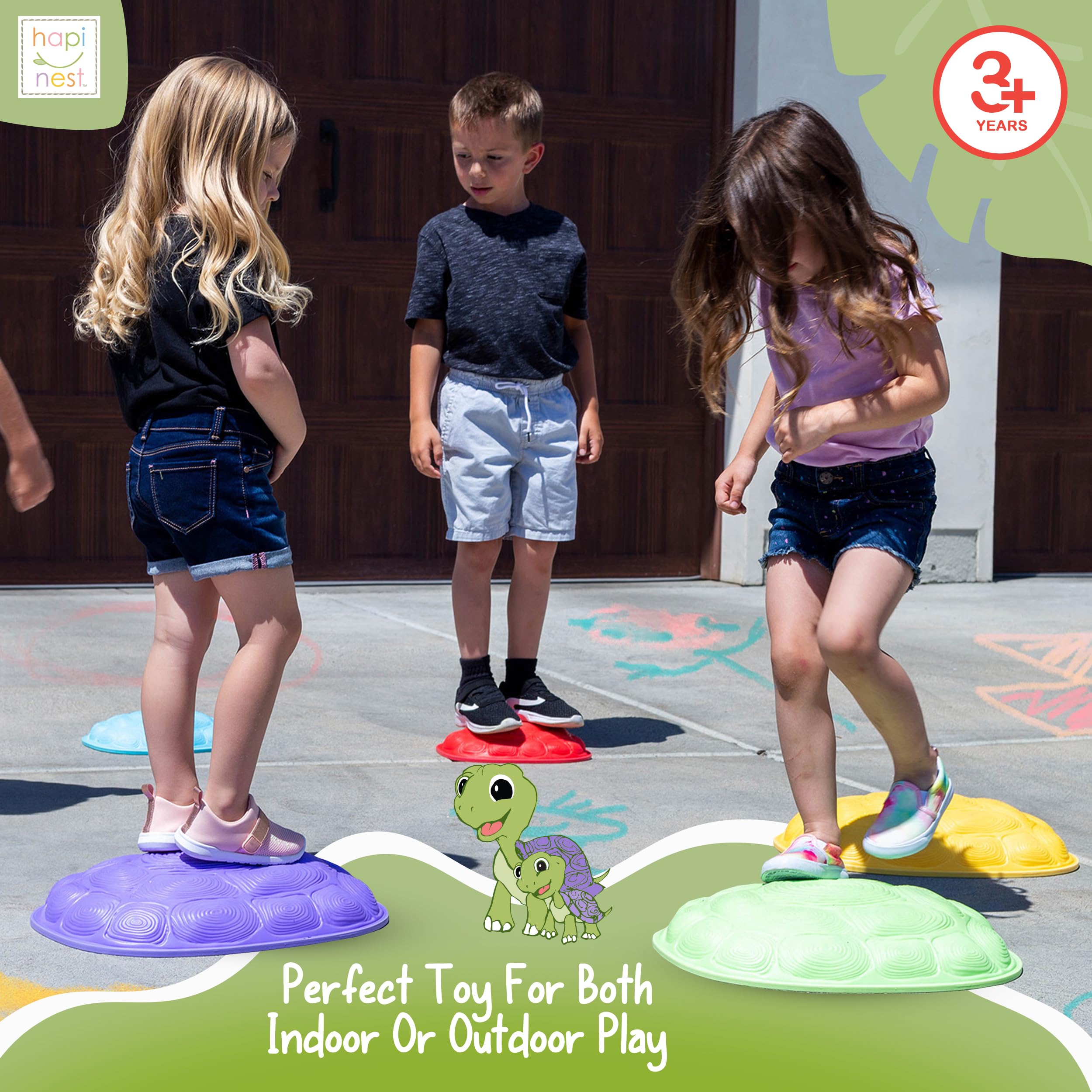 Hapinest turtle-shell-stones set showing durable, age-appropriate stepping stones