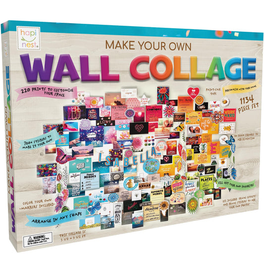 Hapinest wall collage kit contents laid out for a creative DIY project