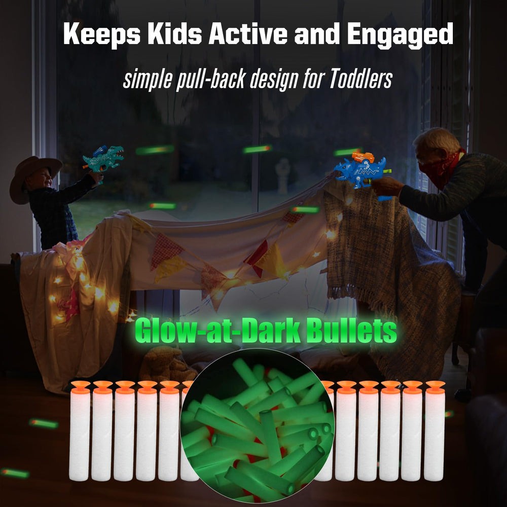 Happitry indoor-outdoor toy gun set ideal for parties and family play.