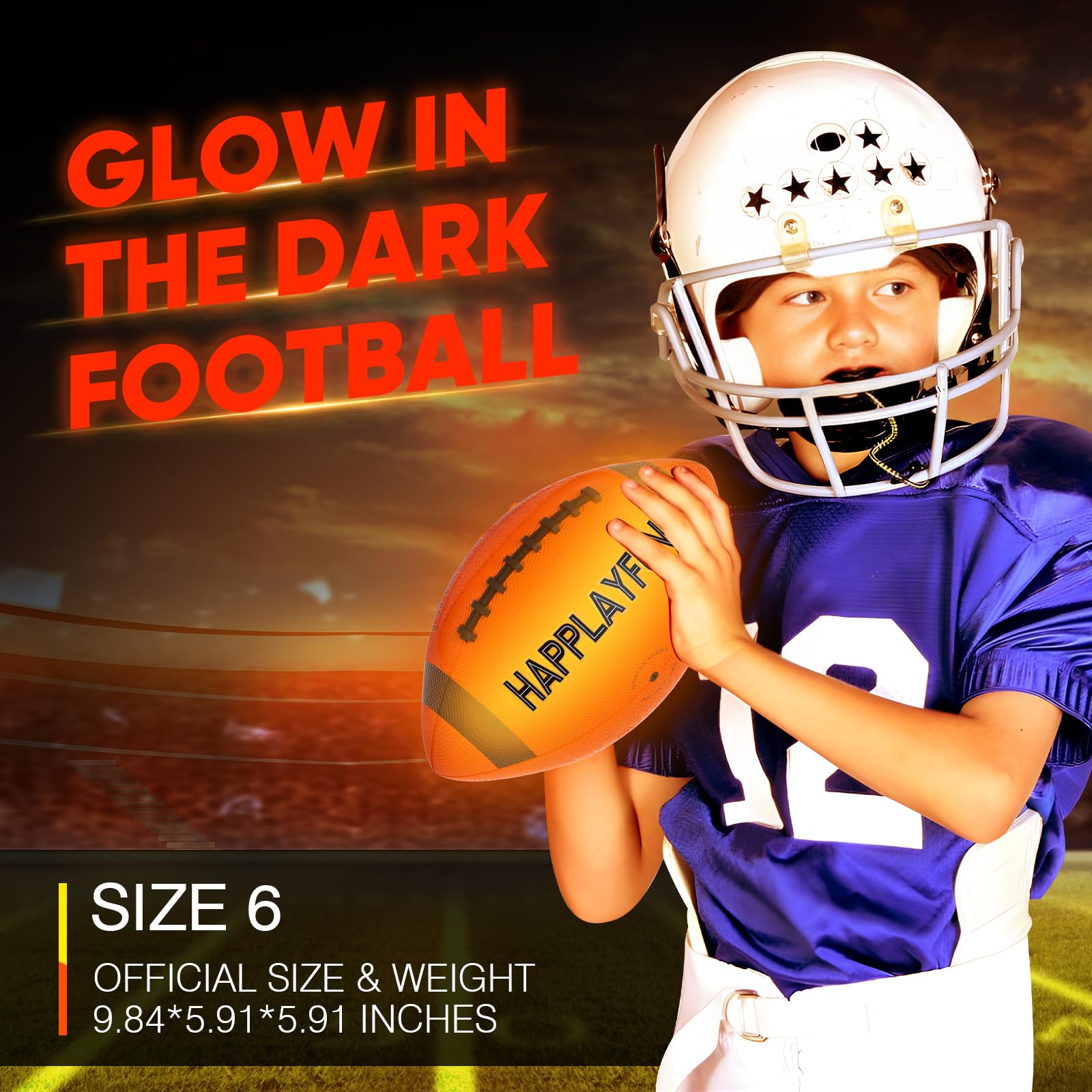 Happlayfun LED football charging via USB-C for quick power between games.