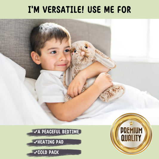 Happy Fuel Bunny with removable heating pad delivers customizable warmth.