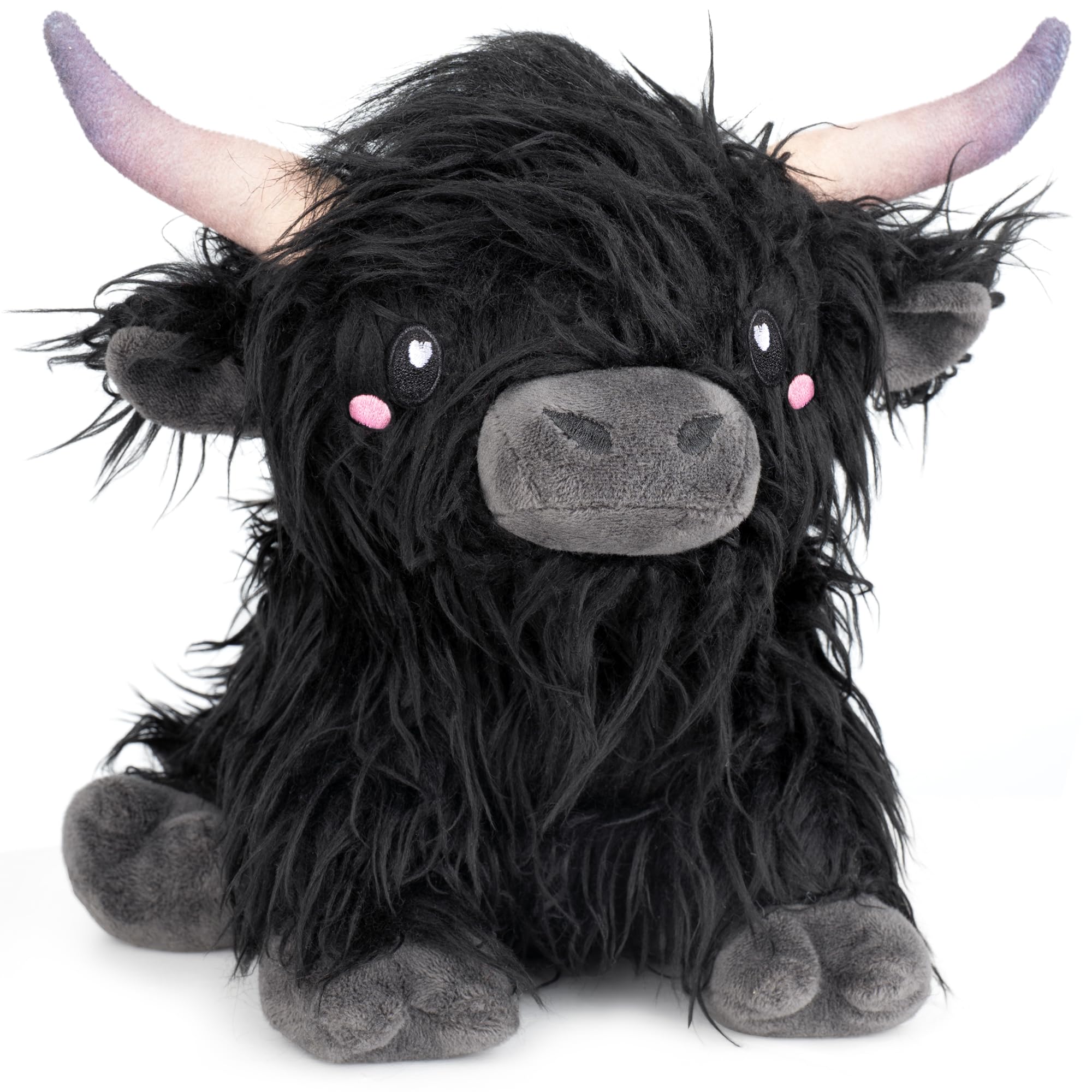 Happy Fuel Highland Cow heating pad front view shows plush warmth for cozy nights