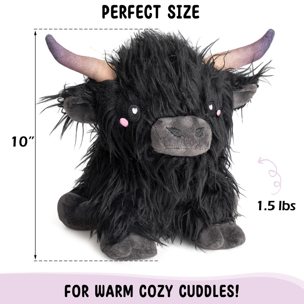Happy Fuel Highland Cow close-up reveals silky fabric and gentle filler