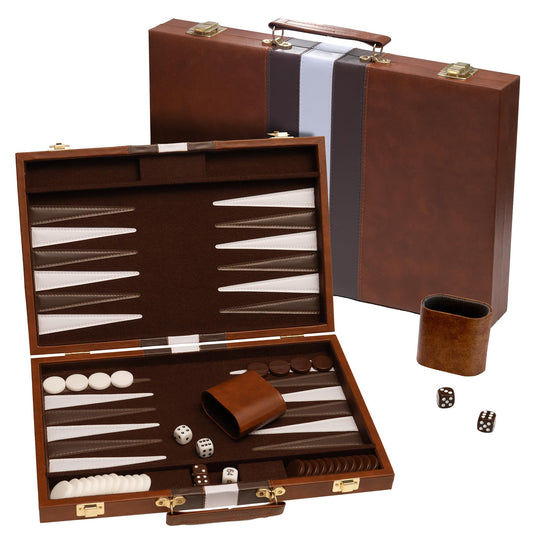 Happy Hippo Backgammon board with deluxe leather exterior for a premium gaming experience