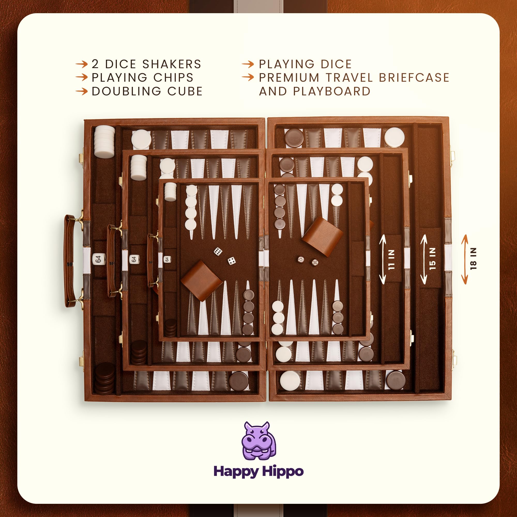 Happy Hippo leatherette accents add durability and a refined look