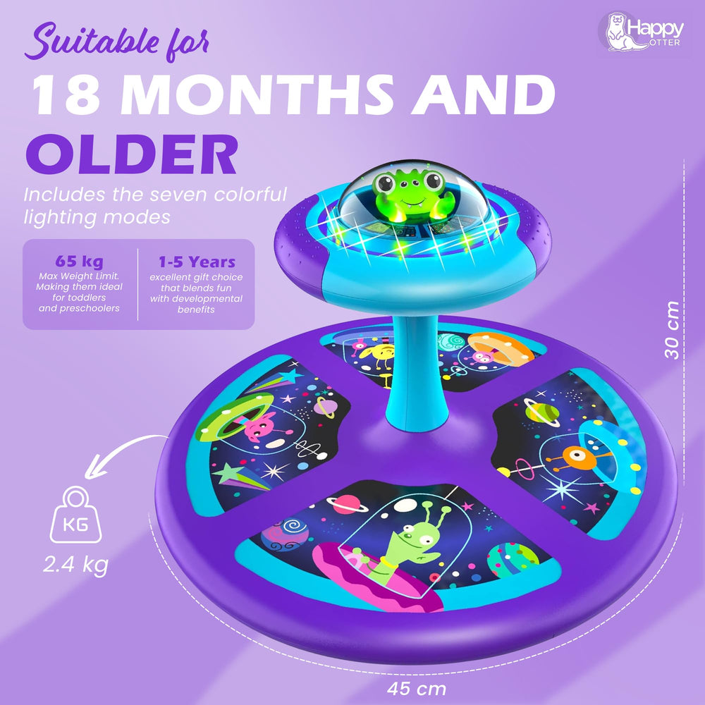 HAPPY OTTER Sit and Spin base-assembly demonstrates easy setup for secure spinning.